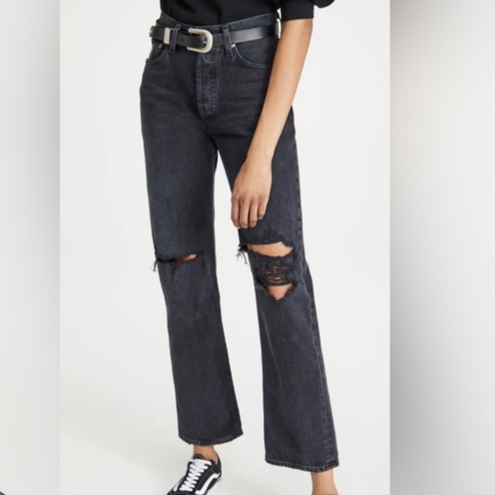 Agolde Lana Straight Leg Distressed Jeans